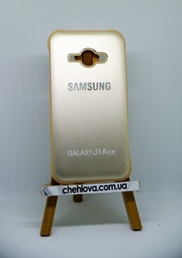 Накладка металлическая с тисненным металлическим логотипом для Samsung J1 Ace J110 золото-0