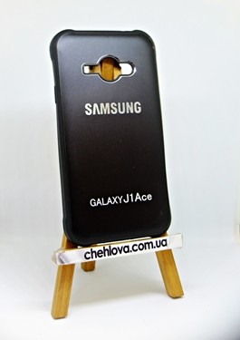 Накладка металлическая с тисненным металлическим логотипом для Samsung J1 Ace J110 черный-0