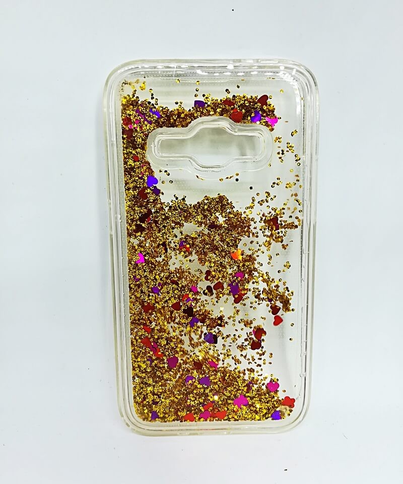 Накладка Aqua для Samsung J1 (2016) J120 золоті блискітки (переливається)-0