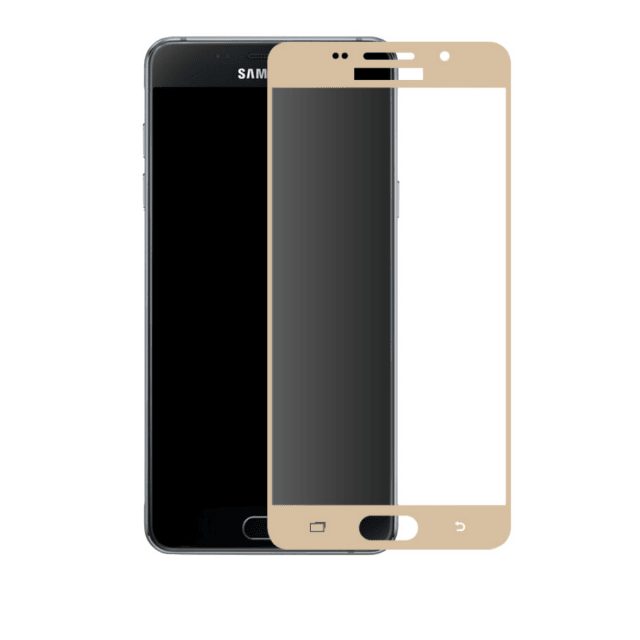 Захисне скло Silk Print для Samsung A3 (2016) A310 з золотою рамкою-0