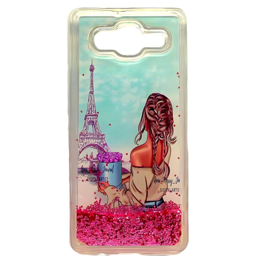 Накладка Fluid Painted для Samsung J5 (2015) J500 "Дівчина в Парижі" (переливається)-0