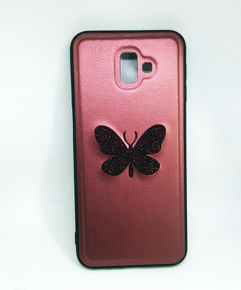 Накладка Butterfly Glitter для Samsung J6 Plus бордова-0