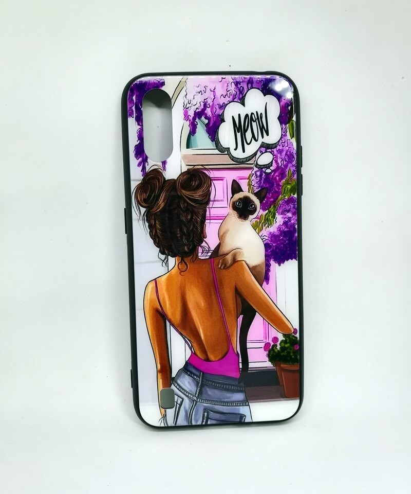 Чохол Girls Glass для Samsung A01 Meow-0