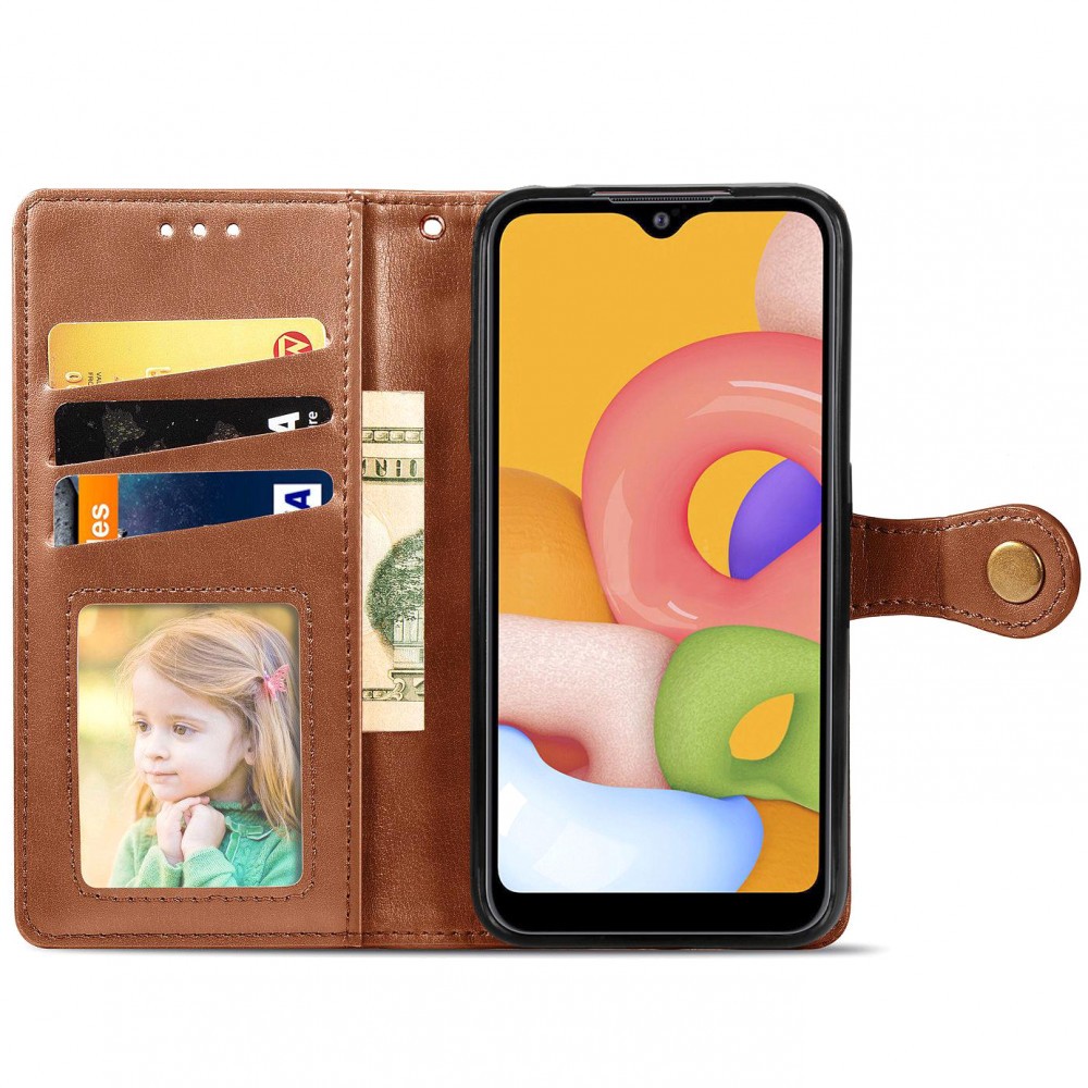 Книжка GETMAN Gallant для Samsung A01 коричнева-1