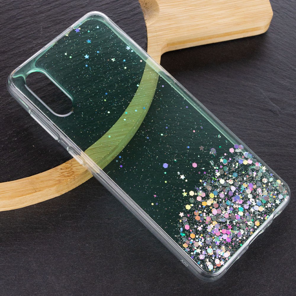 Накладка  Star Glitter для Samsung A02 прозора/м`ятна-1
