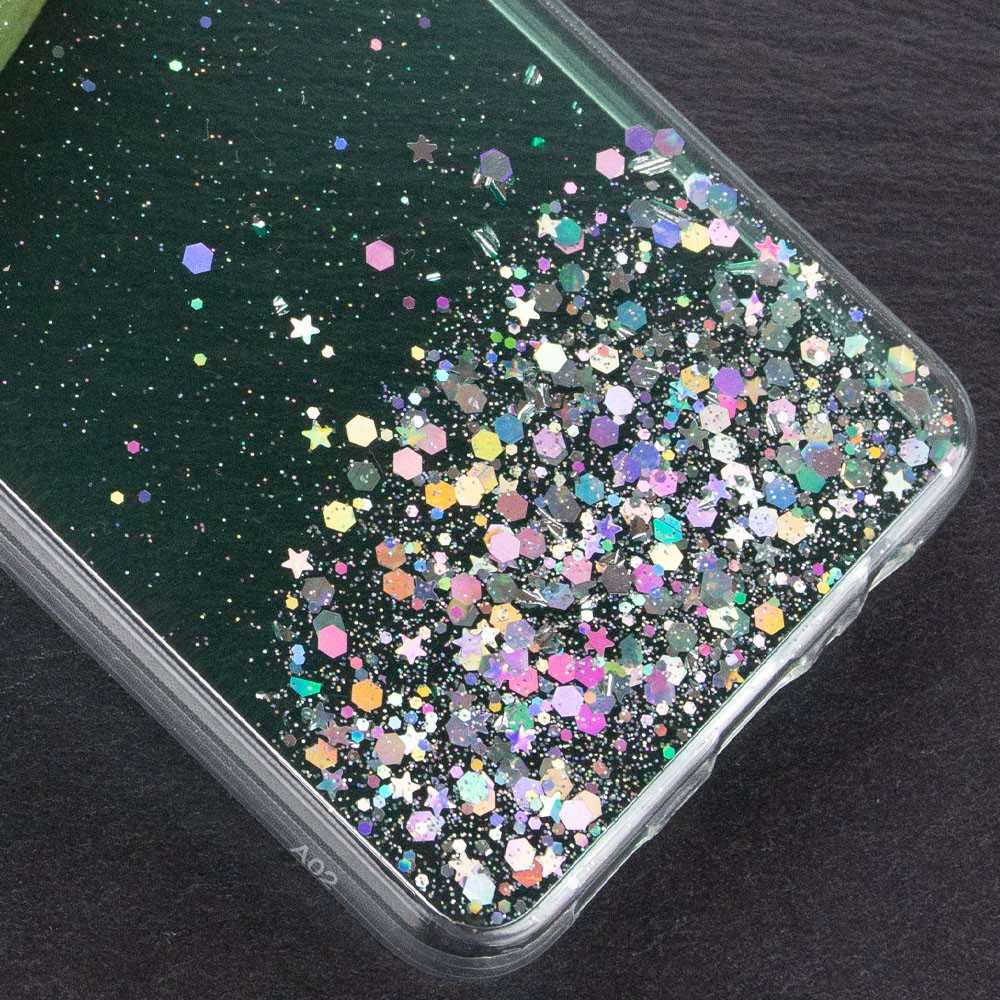 Накладка  Star Glitter для Samsung A02 прозора/м`ятна-2