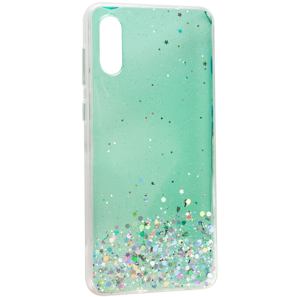 Накладка  Star Glitter для Samsung A02 прозора/м`ятна-0