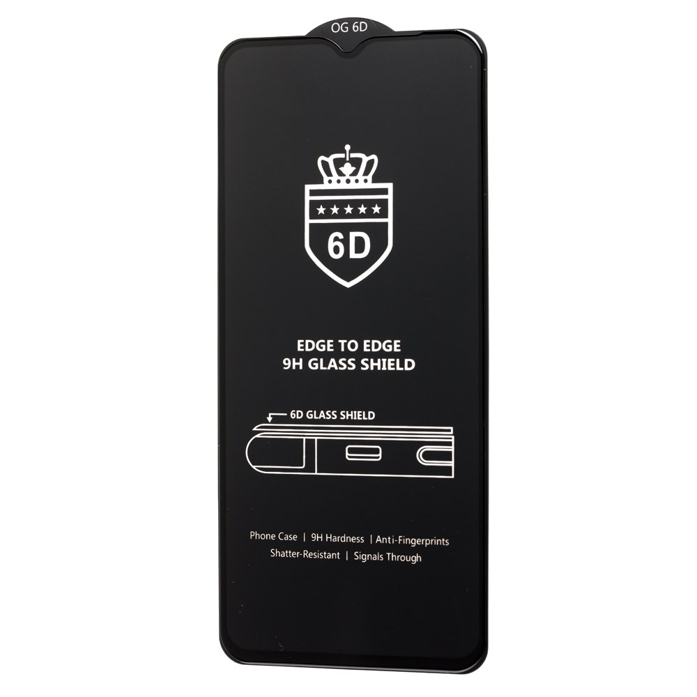 Захисне скло 6D OG Crown для Samsung A02/M02/9C/9A/A12/M33/M23/ Y12A / Y12S (2021) / Y11S (2021)/ A57/A57s/Infinix Hot 12i  з чорною рамкою-0