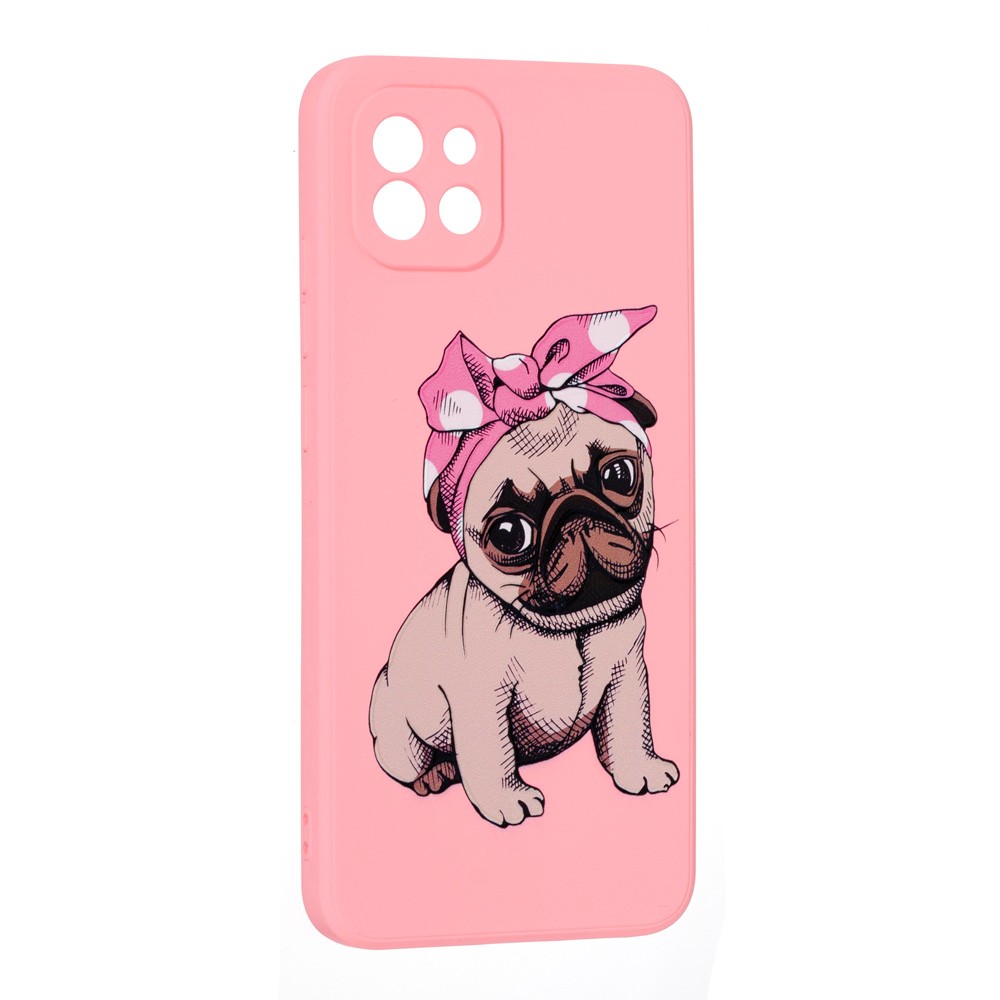 Накладка Silicone ART для Samsung A03 (2022) Мопсик Pink-0