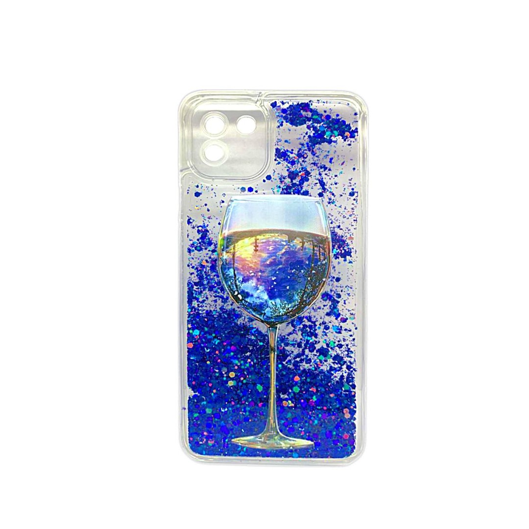 Накладка Fluid Painted для Samsung A03 (164mm) Бокал (блисківки плавають)-0