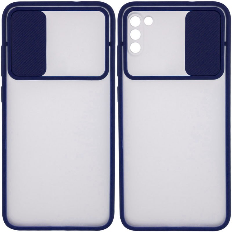 Накладка Camshield mate TPU для Samsung A03s синя шторка-0