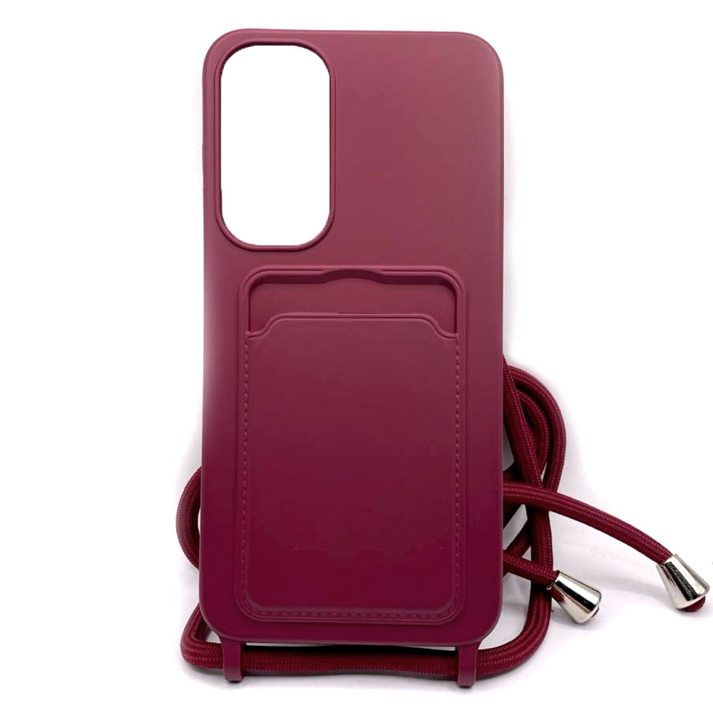 Накладка Wave Colorful Pocket Strap зі шнурком Samsung A55 (Марсала)-0