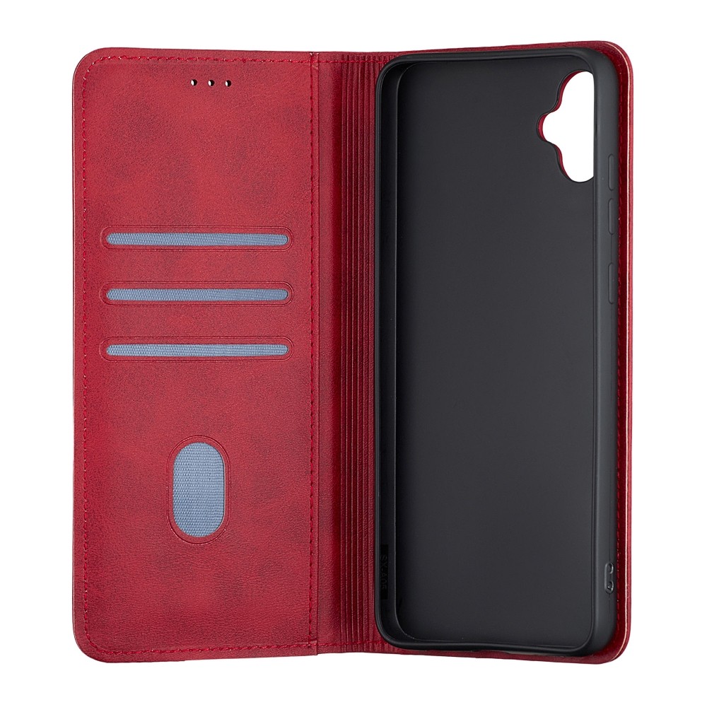 Книжка Black TPU Magnet для Samsung A05 темно-червона-2