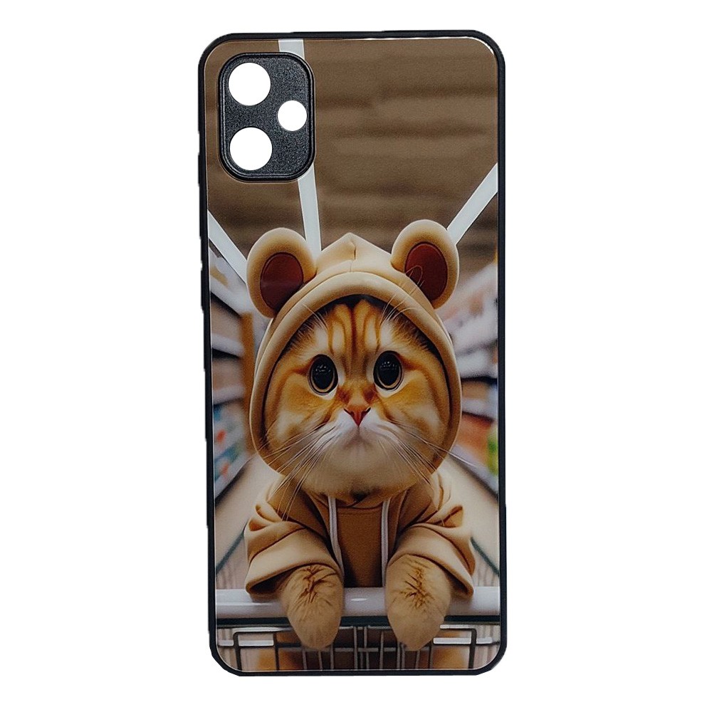 Накладка Marble Clouds для Samsung A05 (Котик в худі,скло)-0