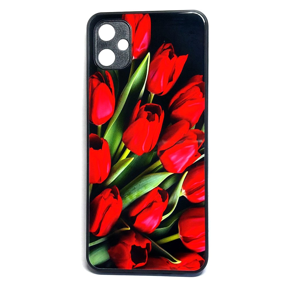 Накладка Marble Clouds для Samsung A05 (Тюльпани червоні,скло)-0