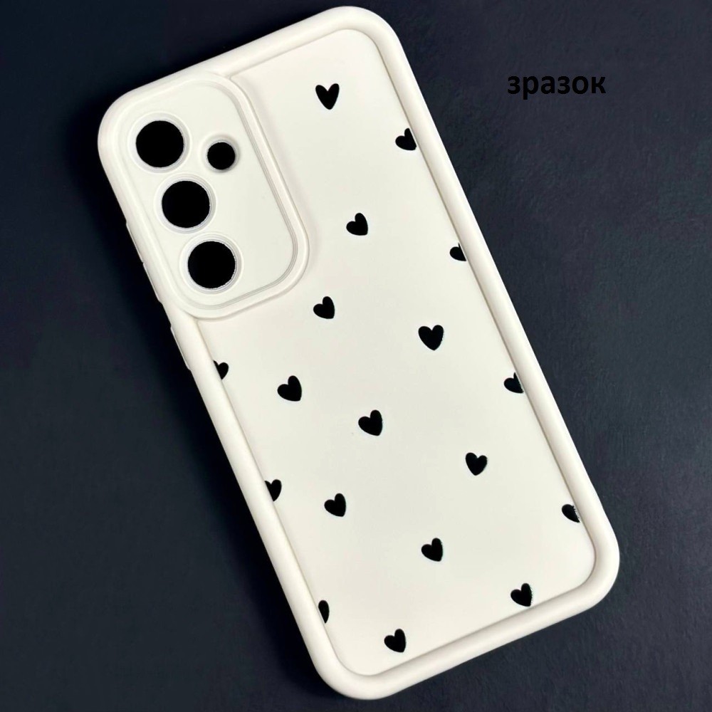 Накладка Shock Sides Resistant для Xiaomi Redmi 13 4G / Note 13R 5G   біла з чорними сердечками-0