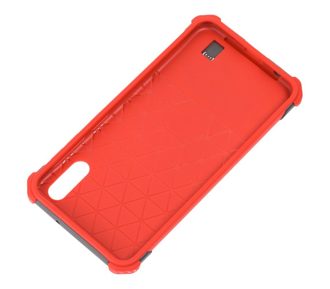 Чохол Техно з кільцем для Samsung M10/A10 (Сіро-червоний)-2