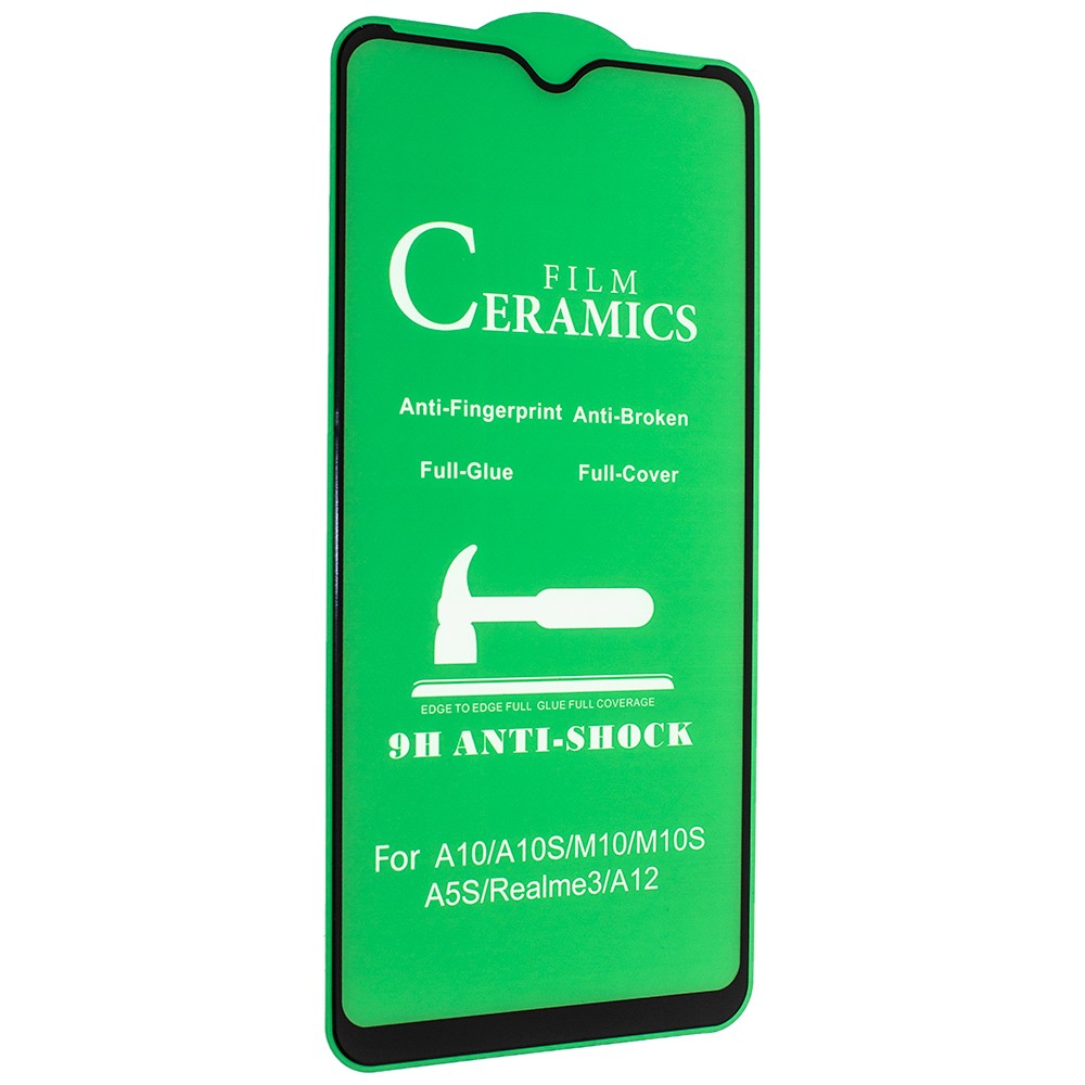 Гнучке скло Ceramic для Samsung A10s/A10/Redmi 8A/Redmi 8/A5s/Y93/Y91/Realme 3 глянцеве з чорною рамкою-0