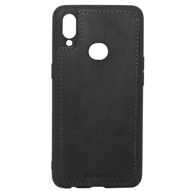 Накладка MAVIS для Samsung A10s  шкіряна чорна-0