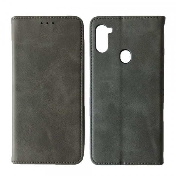 Книжка Black TPU Magnet для Samsung A11/M11 Сіра-0