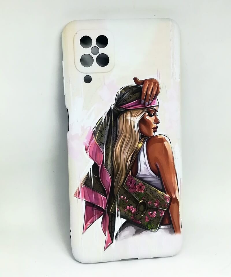 Накладка MATTE FLUORO для Samsung A12 Дівчина з хустиною-0