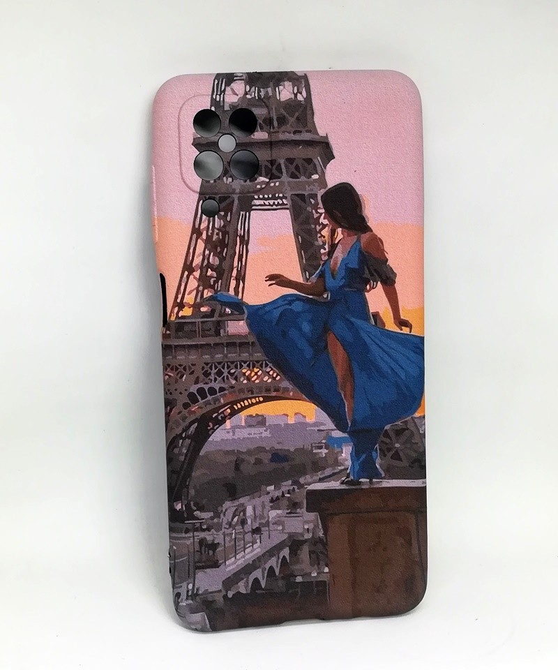 Накладка MATTE FLUORO для Samsung A12 Дівчина в Парижі-0