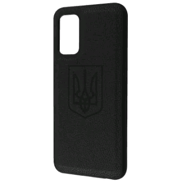 Накладка WAVE Ukraine Leather для Samsung A12/M12  Чорна (coat of arms)-0