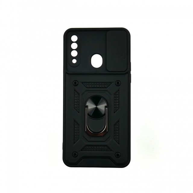 Накладка Camshield Black TPU для Samsung A20s з чорною шторкою-0