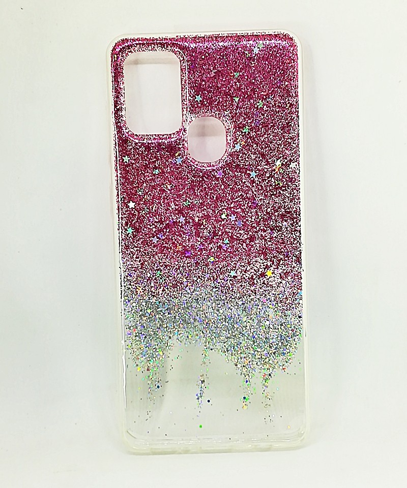 Накладка Easy Stars Flash для Samsung A21s рожева (блискітки не плавають)-0