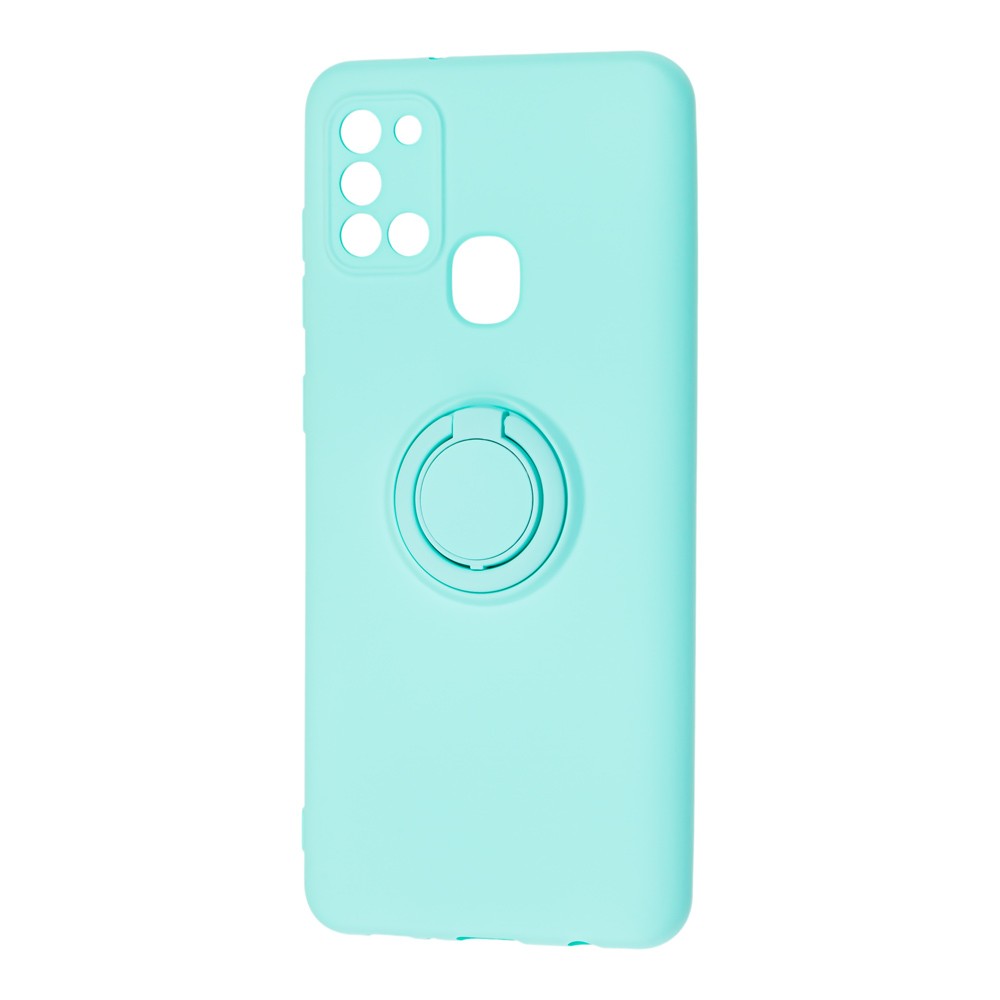 Накладка ColorRing з кільцем для Samsung A21s бірюзова-0