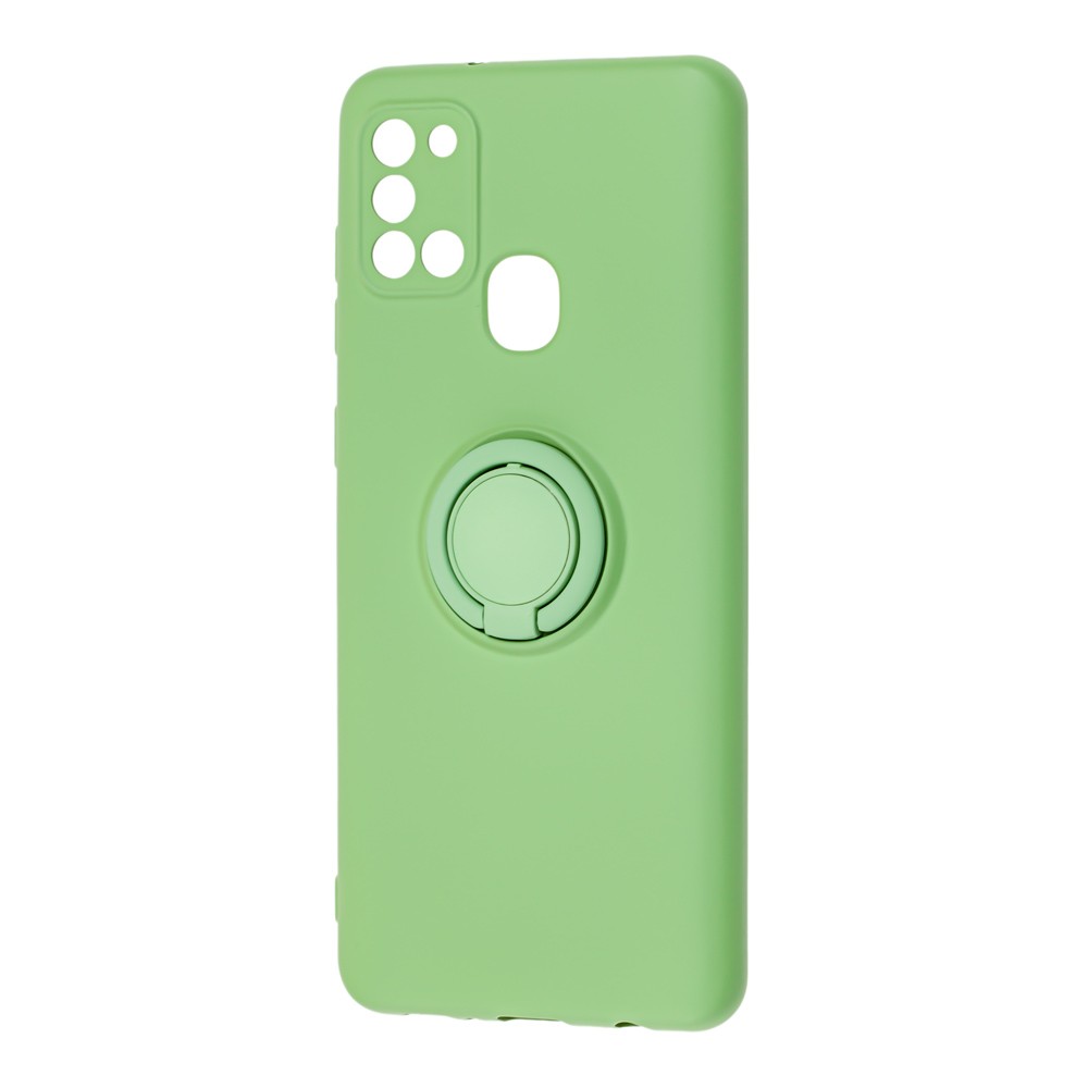 Накладка ColorRing з кільцем для Samsung A21s зелена-0