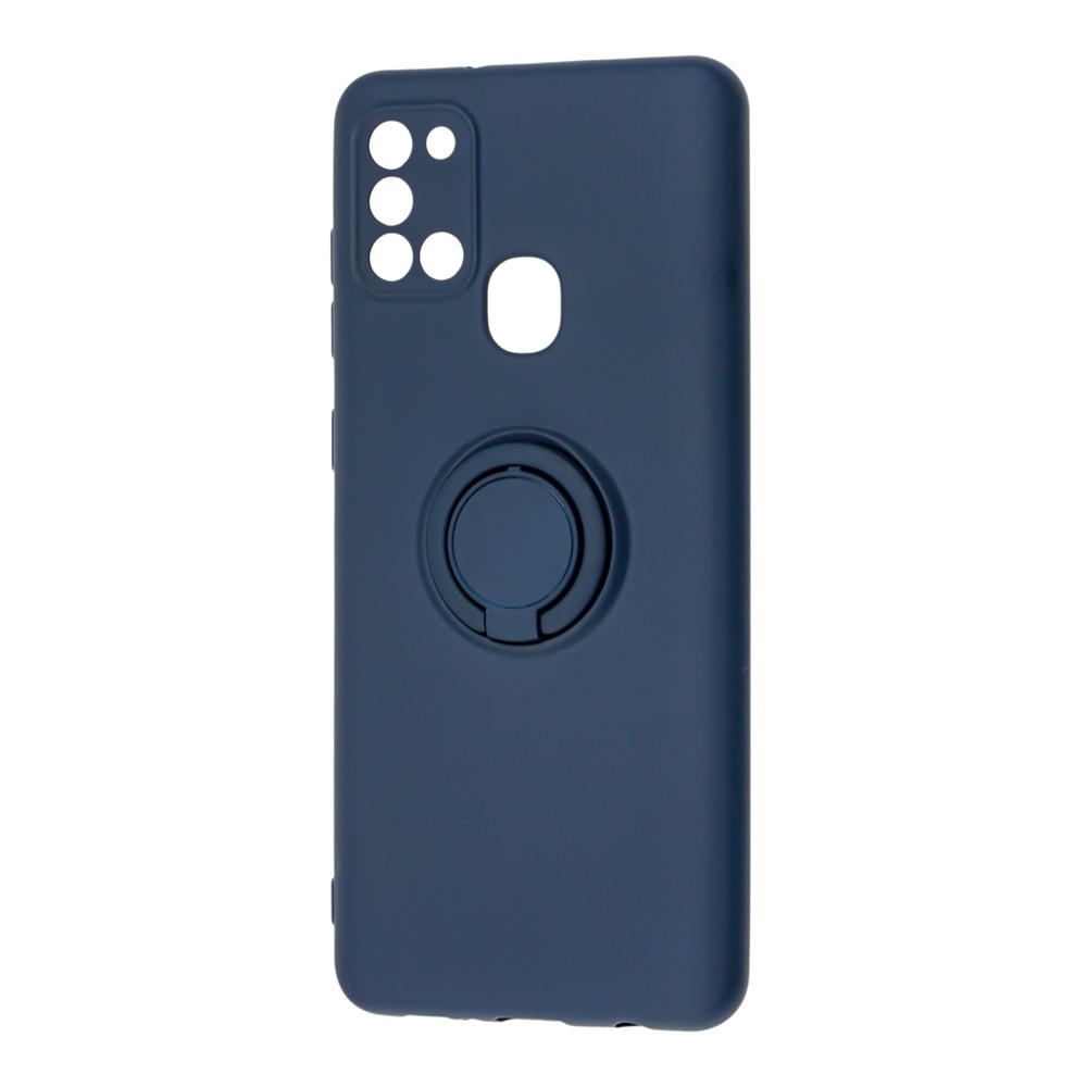 Накладка ColorRing з кільцем для Samsung A21s темно-синя-0
