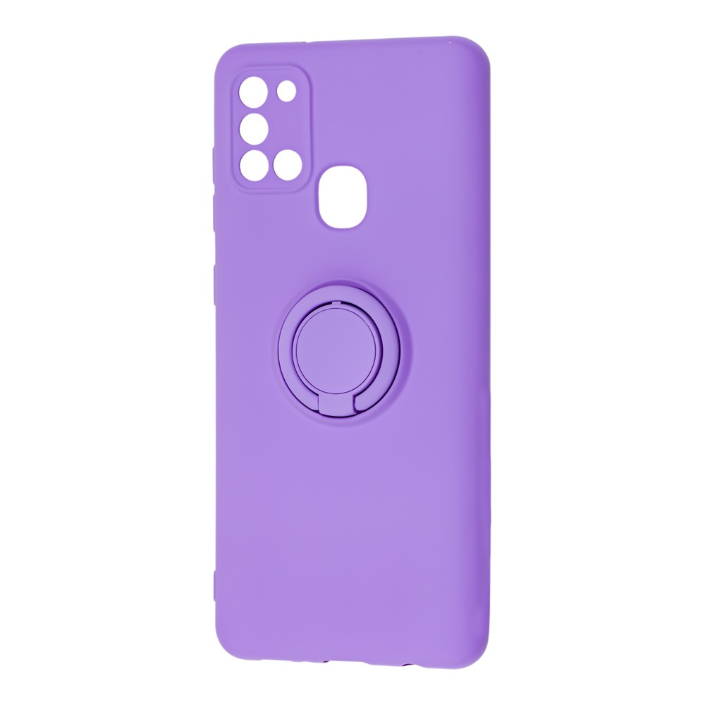Накладка ColorRing з кільцем для Samsung A21s фіолетова-0