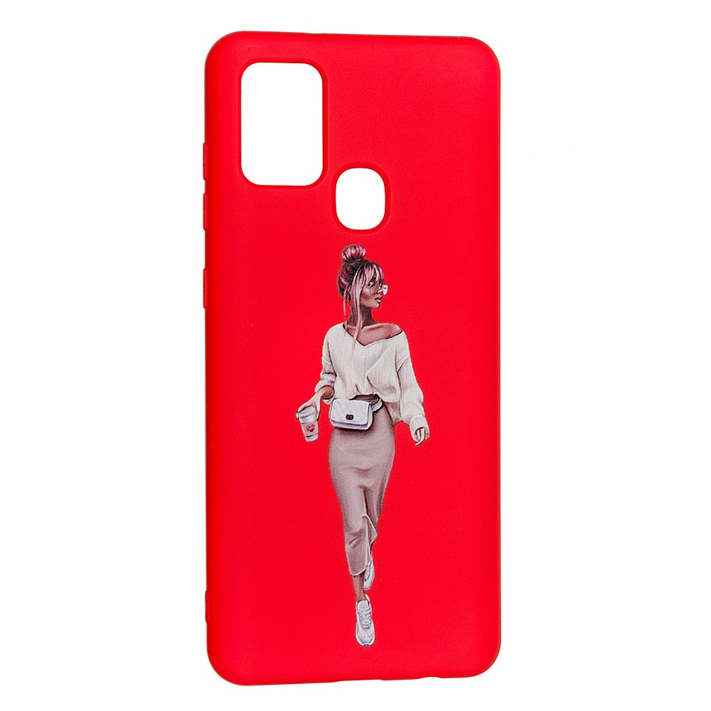 Накладка Silicone ART для Samsung A21s "Lady Red"-0