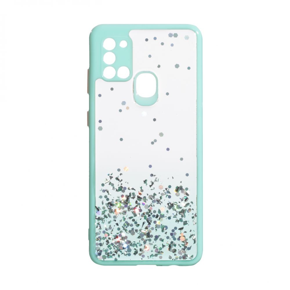Накладка Glitter Bling Sequins для Samsung A21s бірюзова-0
