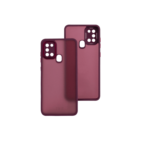 Накладка Luxury Metal Lens для SAMSUNG A21s (Марсала)-0