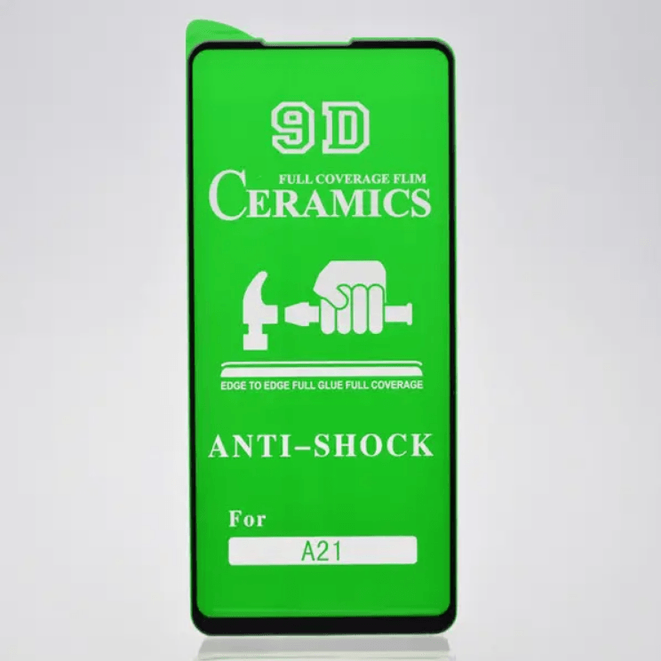 Гнучке скло Ceramic для Samsung A21/A21s глянцеве з чорною рамкою-0