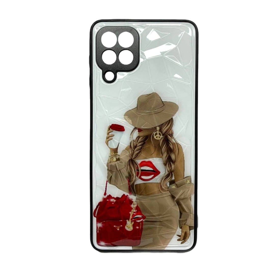 Накладка Ladies Camera для Samsung A22 4G/M22/M32 Дівчина з червоною сумкою-0