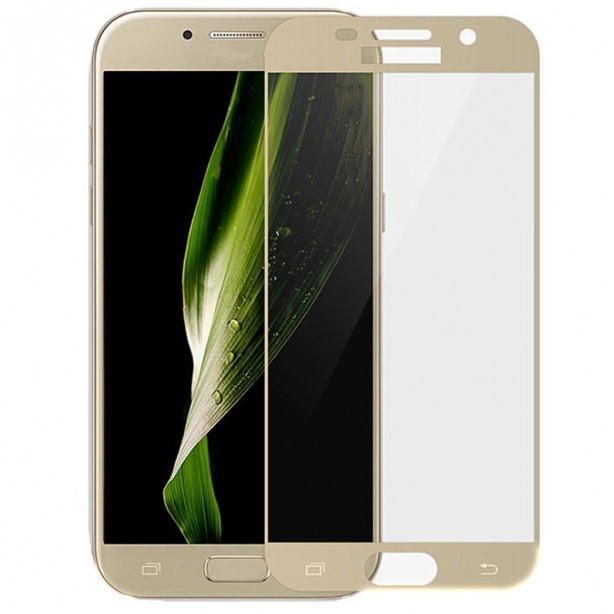 Захисне скло Full cover для Samsung A3 2017 A320 з золотою рамкою (м`яка упаковка)-0