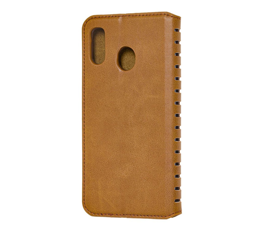 Книжка leather folio для Samsung M30  коричнева-1