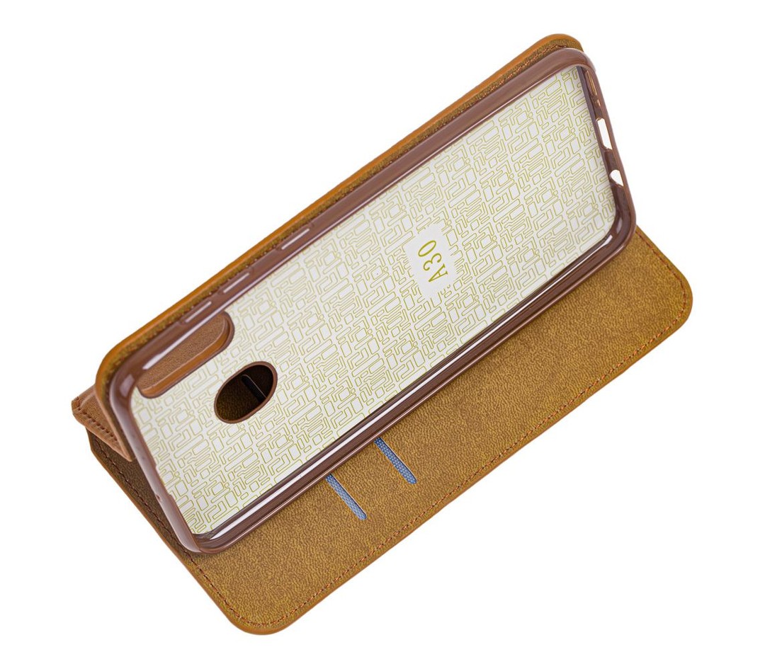 Книжка leather folio для Samsung M30  коричнева-2
