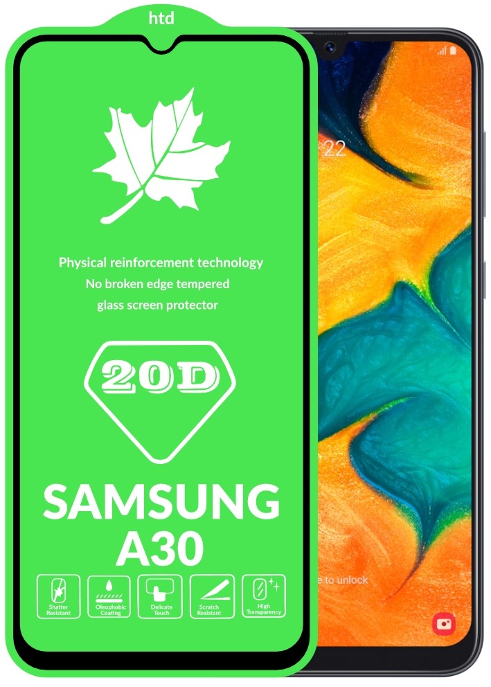 Захисне скло DK Full Glue 20D для Samsung A20/A30 з чорною рамкою-0