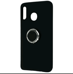 Silicone Cover With Ring для Samsung A20/A30 (Black)-0