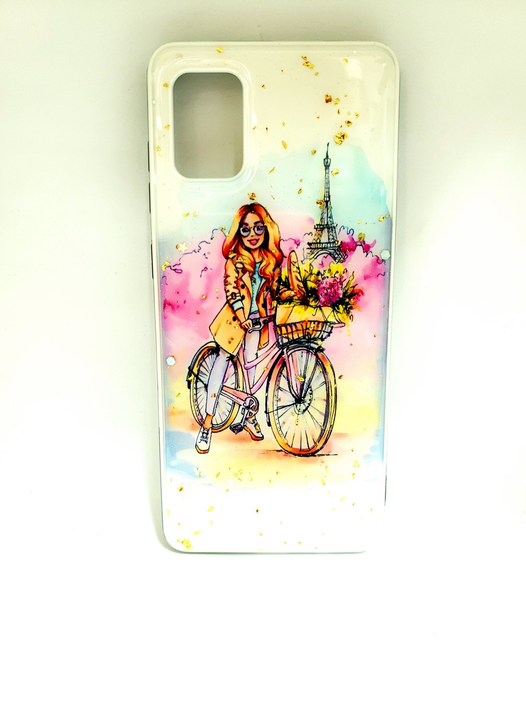 Накладка Mix Art для Samsung A31 Блондинка на велосипеді з квітами-0