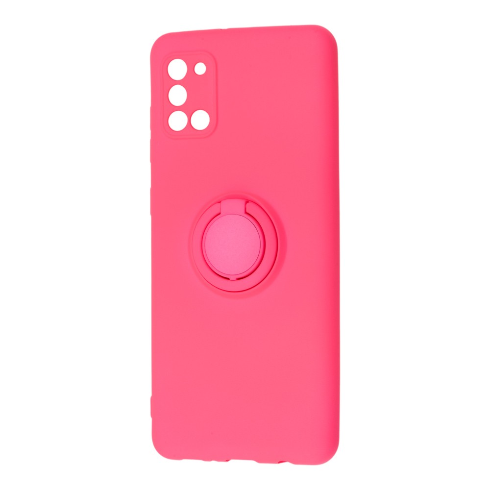 Накладка ColorRing з кільцем для Samsung A31 рожева-0
