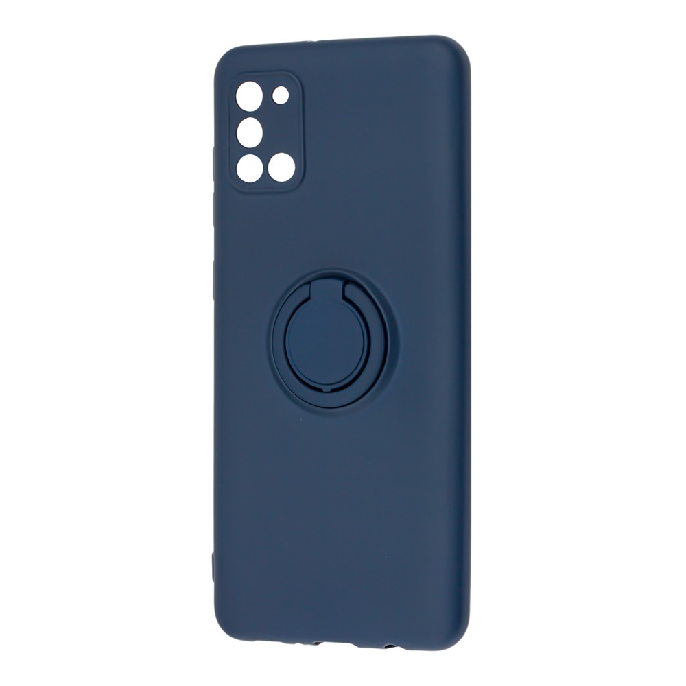 Накладка ColorRing з кільцем для Samsung A31 темно-синя-0