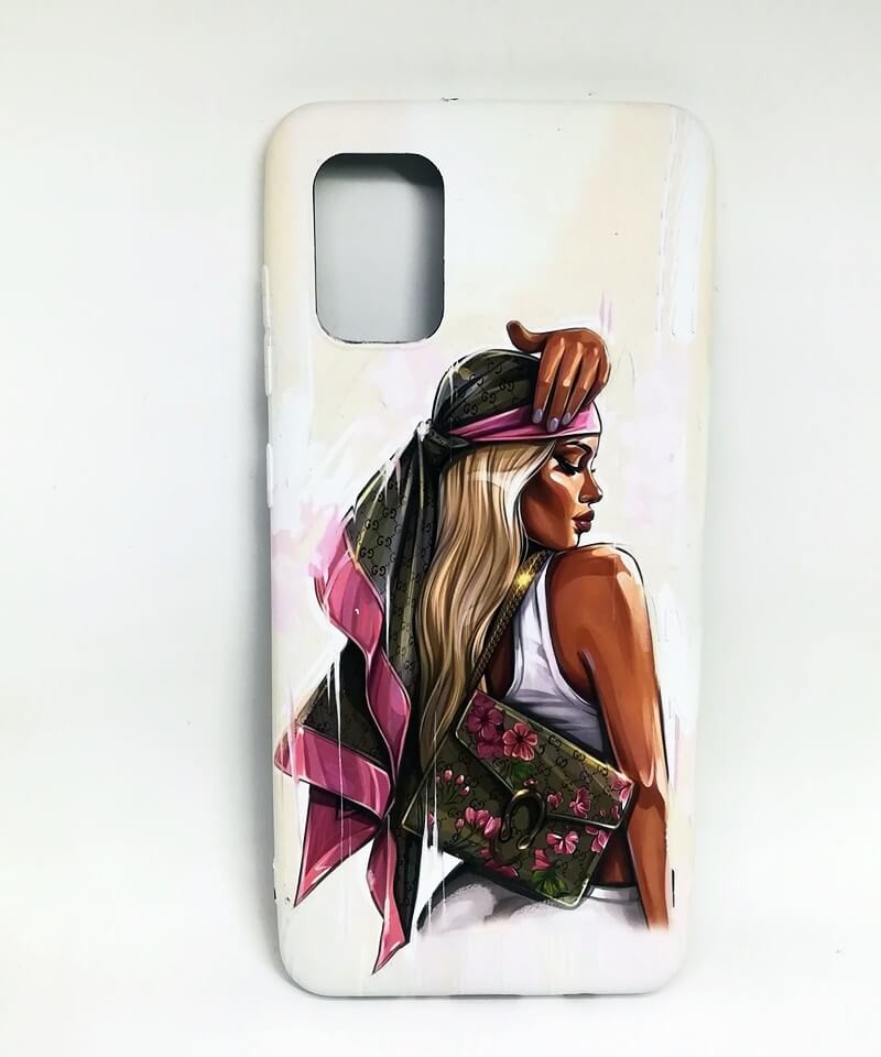 Накладка MATTE FLUORO для Samsung A51 Дівчина з хустиною-0