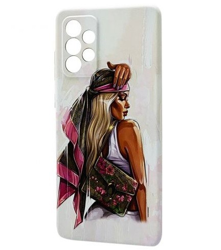 Накладка MATTE FLUORO для Samsung A32 Дівчина з хустиною-0