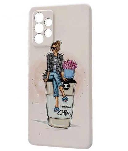 Накладка MATTE FLUORO для Samsung A72 Дівчина на каві-0