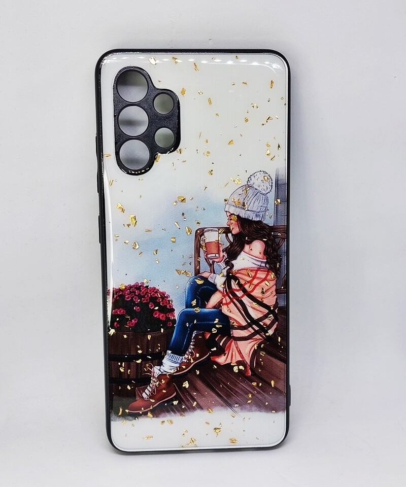 Накладка Mix Art для Samsung A32 4G Дівчина в пледі з какао-0